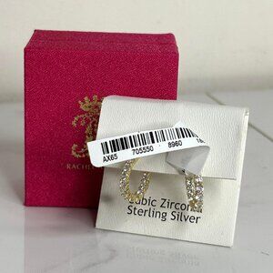 Rachel Ashwell Huggie Inside-Out CZ Hoop Earrings Gold Sterling Silver